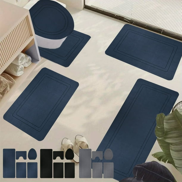 Juego de alfombras de baño 5PCS Alfombra de baño grande y gruesa | Vellón de terciopelo lavable a máquina absorbente de agua antideslizante | Alfombrillas de espuma suave y moderna para baño, ducha