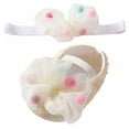thumbnail image 2 of Baby Girl Net Yarn Bowknot Princess Shoes Headband Set- Toddler Soft Sole Walking Shoes Headband Set, 2 of 6