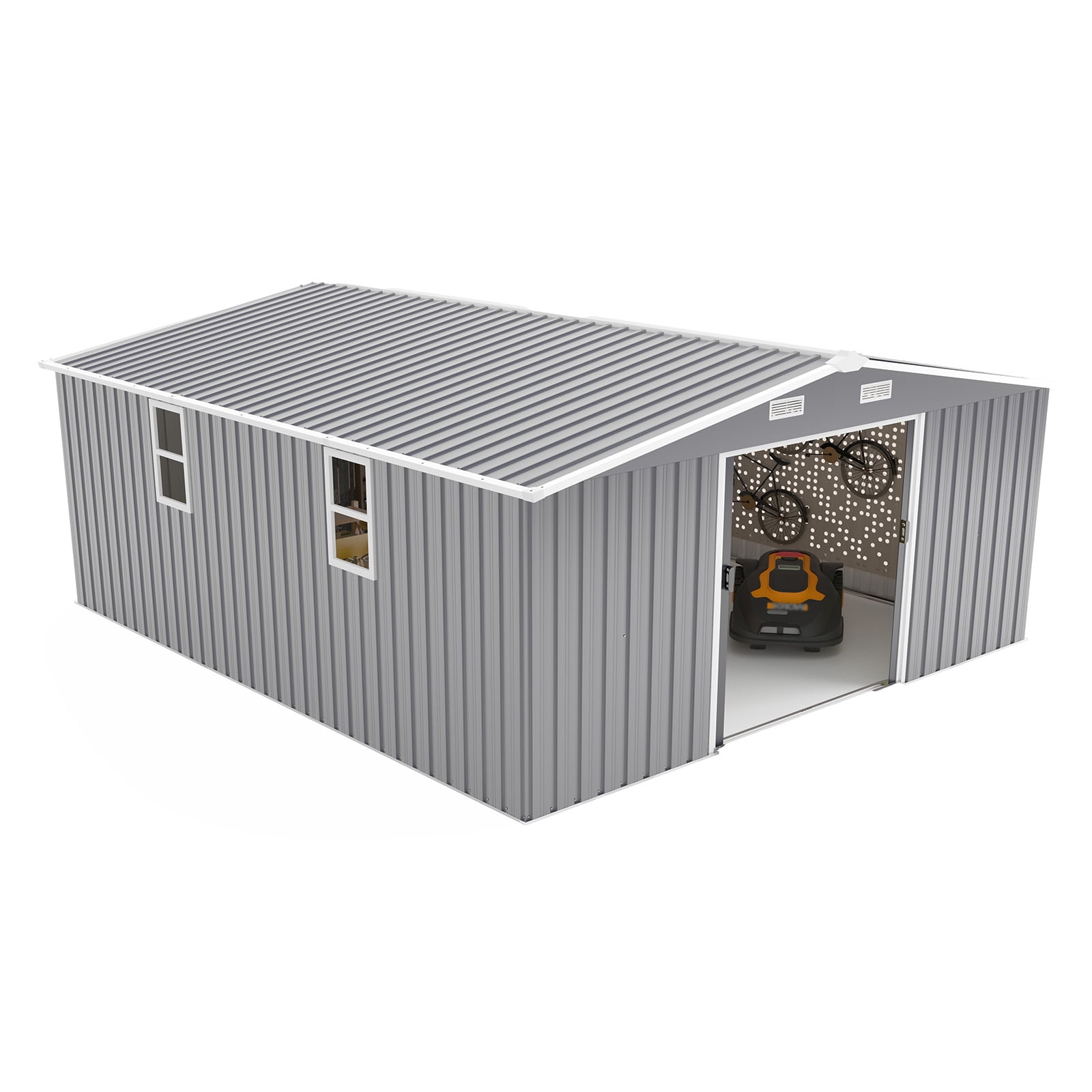 Outdoor Storage Shed, 12x10 FT Large Backyard Sheds, Utility Metal Tool Storage with Updated Frame Structure, Outdoor Storage Building, Garden Shed for Backyard, Lawn, Patio (Dark Gray)