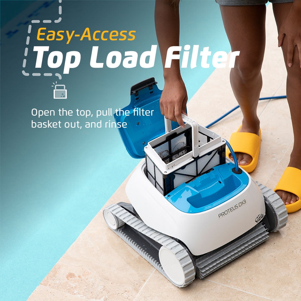 Restored Dolphin Proteus DX3 Automatic Robotic Pool Vacuum Cleaner, Wall Climbing, Active Scrubber Brush, Ideal for In-ground Pools up to 33 FT in Length (Refurbished)