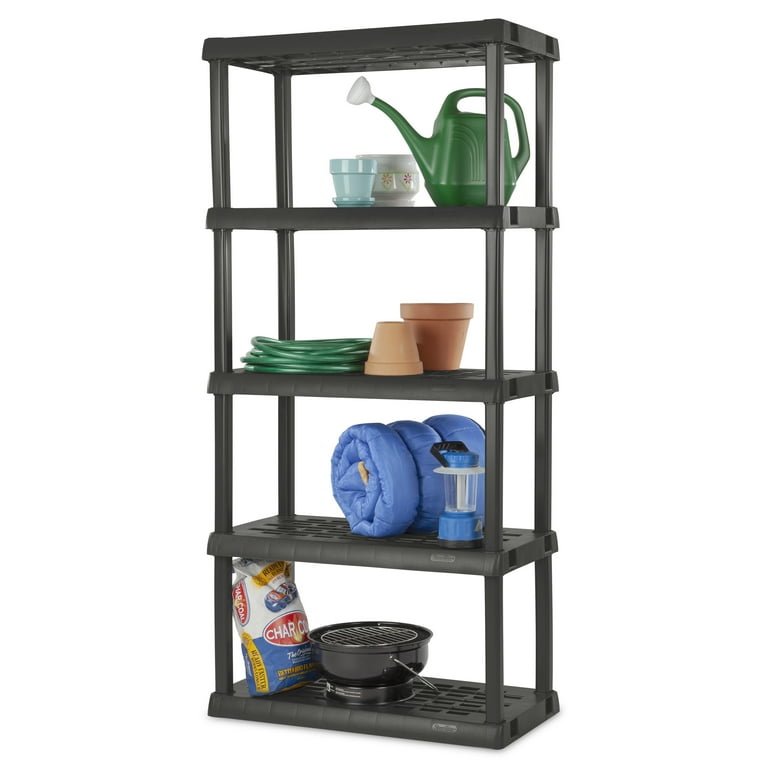 Sterilite 5 Shelf Unit Plastic Flat Gray