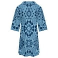 thumbnail image 6 of Blue Floral Kaleidoscope Pattern Womens Dress With Pockets Summer V Neck 3/4 Sleeve Dress Plus Size Loose Dress, 6 of 7