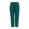 thumbnail image 4 of Summer Linen Pants for Women,Casual Elastic Waist Solid Print Side Button Trendy Pants Baggy Comfy Trousers Women Pants Cotton Daily Wearing Female Green2 4Xl, 4 of 9