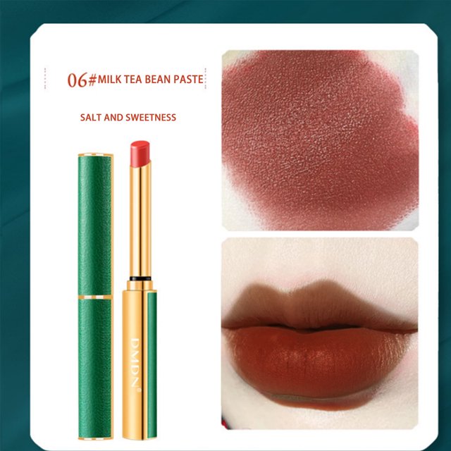 XWSHYW Lápiz Labial Textura Lápiz Labial de Tacón Fino y Pequeño, Mate, Fácil de Desvanecer