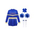 thumbnail image 3 of HULIJA Tenues de Cheerleading pour Filles Enfants Halloween Cheer Leader Costume de Cosplay Rave Fête Danse Justaucorps Robe Bleu 16, 3 of 7
