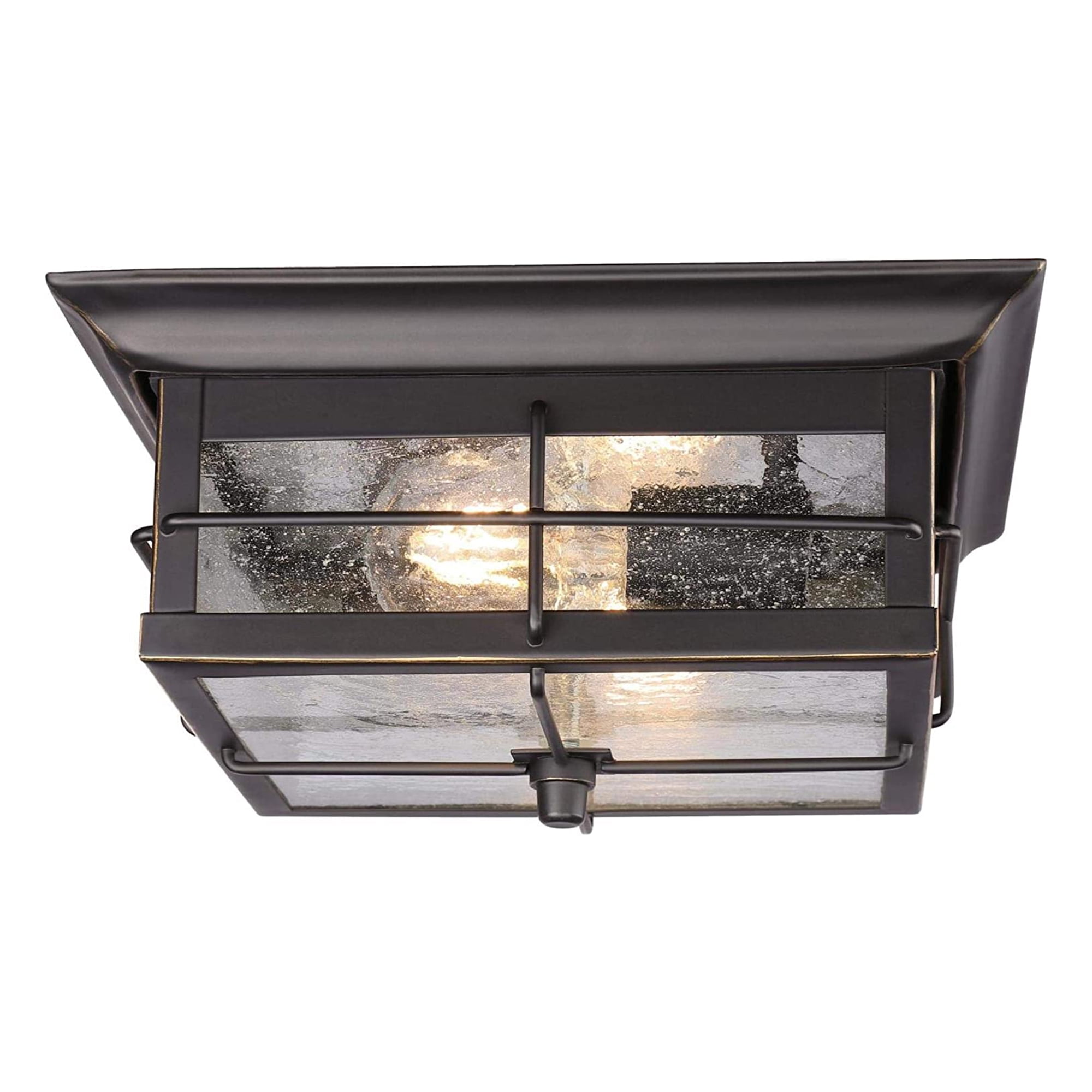 Westinghouse Westinghouse Lighting 6578400 Orwell 11 inch Traditional Two-Light Flush Mount Outdoor Ceiling Light Fixture Oil Rubbed Bronze with Highlights, Clear Seeded Glass