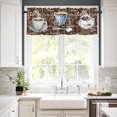 thumbnail image 2 of Window Curtains Valance Rod Pocket Curtain Drapery for Living Room Kitchen Bathroom Four Kinds of Coffee Soft&Washable Small Window Treatment Valances Tiers Farmhouse Nostalgia Retro 1 Panel\u2026, 2 of 5