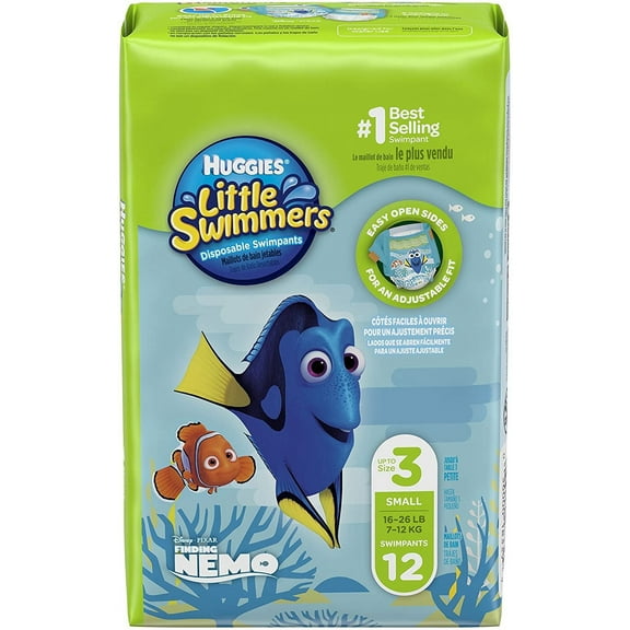 HUGGIES Little Swimmers Disposable Swim Diapers, Size 3 Small, 12 Count