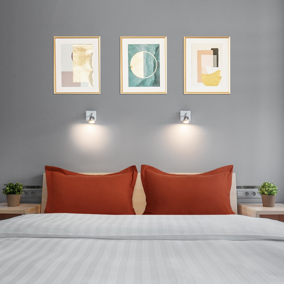 Unique Bargains 2-Pack Envelope Closure Pillow Sham Queen Rust