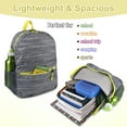 thumbnail image 2 of 17 Inch Backpack with Front Zippered Pocket and Side Mesh Pockets for Travel and Commute in Heather Gray with Neon Green Zippers, 2 of 7