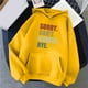 thumbnail image 2 of Gibobby Sudadera cómoda para mujer Sudadera con capucha informal y cómoda para mujer, cuello redondo, manga larga, bolsillo y estampado de letras, otoño e invierno （Amarillo， XXL), 2 of 3