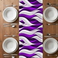 thumbnail image 6 of Purple White Moire Table Runner - 108 Inch Long, Kitchen Dining Table Runner Dresser Scarves, Modern Abstract Art Farmhouse Decor for Coffee Tables Wedding Party Banquet, 6 of 8
