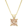 thumbnail image 1 of 3.0 ct Brilliant Princess Cut Solitaire Simulated Champagne 14k Yellow Gold Pendant with 18" Chain, 1 of 3