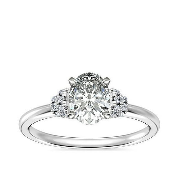0.65 Carat Latest Design Solitaire F-G/VS1 Oval Genuine Diamond Bridal Ring for Bride Solid 14K White Gold Size 7