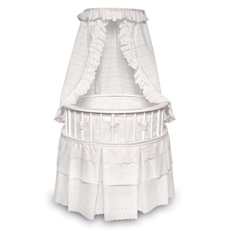 Badger Basket Elegance Round Baby Bassinet with Canopy - White
