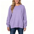 thumbnail image 2 of YODETEY Women's Crewneck Sweatshirt with Long Sleeve,Casual Side Zipper Sweatshirts, Women's Plus Purple,Size XXL, 2 of 4