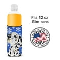 thumbnail image 4 of Carolines Treasures SS4630MUK Dalmatian Winter Snowflakes Holiday Ultra Hugger for slim cans Slim Can multicolor, 4 of 6