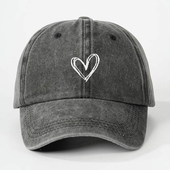 Uaswgudfs New Embroidered Heart Washed Baseball Cap - Unisex Stylish Casual Dad Hat, Outdoor Sun Protection Cap for Women & Men, Versatile Daily Wear Headwear