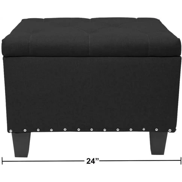 MoNiBloom Button Tufted Storage Ottoman, Microfiber Upholstery