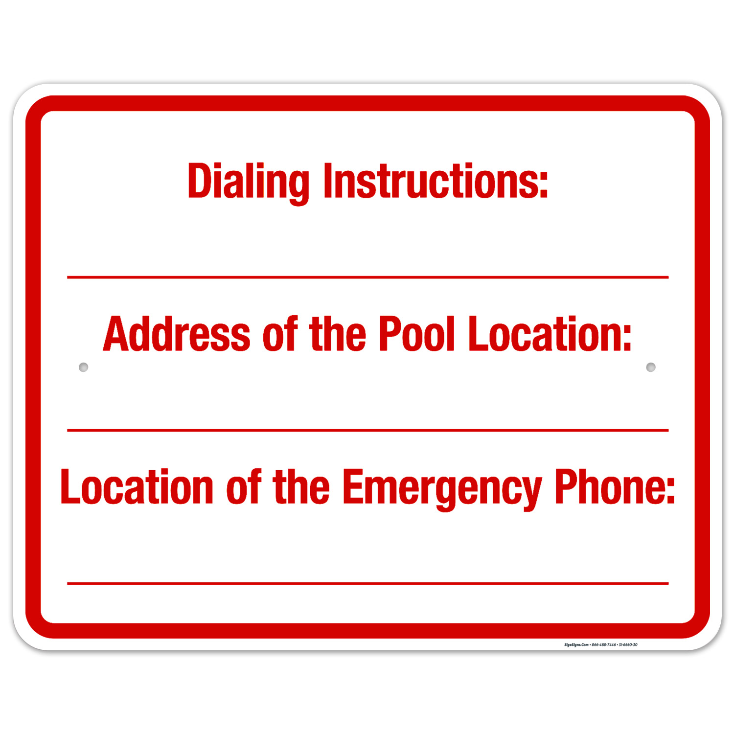 Pool Phone Sign Dialing Instructions Address Of The Pool Location Sign, Pool Sign ...