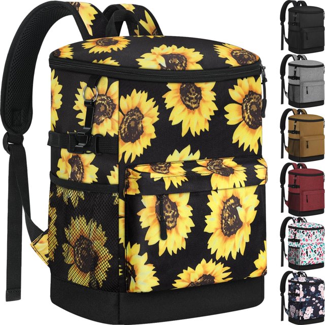 Mochila térmica Tenot, 18 litros, 33 latas, diseño de girasol a prueba de fugas