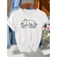 thumbnail image 1 of Camiseta de mujer de estilo francés con estampado de letras y cachorro Lying Flat, casual y elegante, de cuello redondo para primaveraverano, de moda para desplazamientos, vacaciones y uso diario, ver, 1 of 6