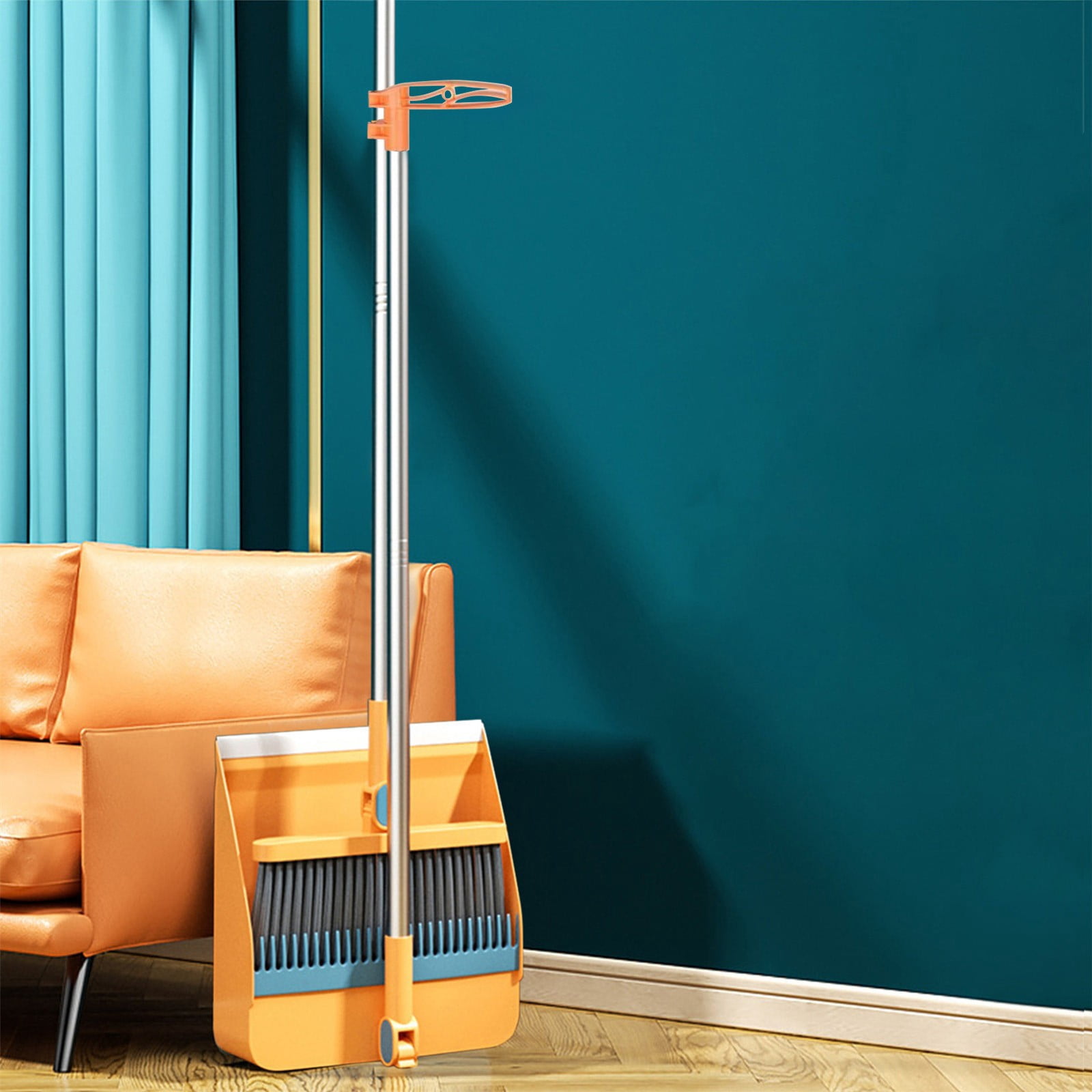 Amzcrzy Cleaning Supplies, Sweeping, Brooms Indoor 180° Rotatable Standing Storage Buckle Type Brooms And Dustpan Set With Scraping Teeth And Scraper Deep Cleaning Suitable For Home portable broom
