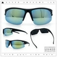 thumbnail image 2 of Mens Yellow Mirror Half Rim Sport Wrap Plastic Sunglasses Shiny Black, 2 of 6