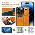 thumbnail image 3 of Feishell for iPhone 13 Pro Wallet Case with Card Credit Slot, Hand Wrist Strap Loop Holder Kickstand, Ring Holder PU Leather Camera Protection Shockproof Solid Color Cover, Khaki, 3 of 9