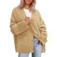 thumbnail image 1 of Suéter Cardigan PRETTYGARDEN Mujer 2025 Tejido Grueso Caqui XL, 1 of 8