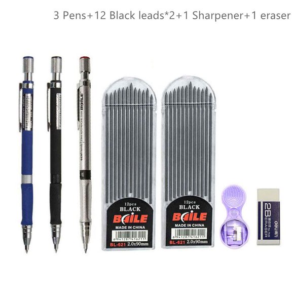 2.0mm Mechanical Pencil Set 2B Automatic Pencils with Color/Black Lead Refills for Draft Drawing Writing Crafting Art Sketch