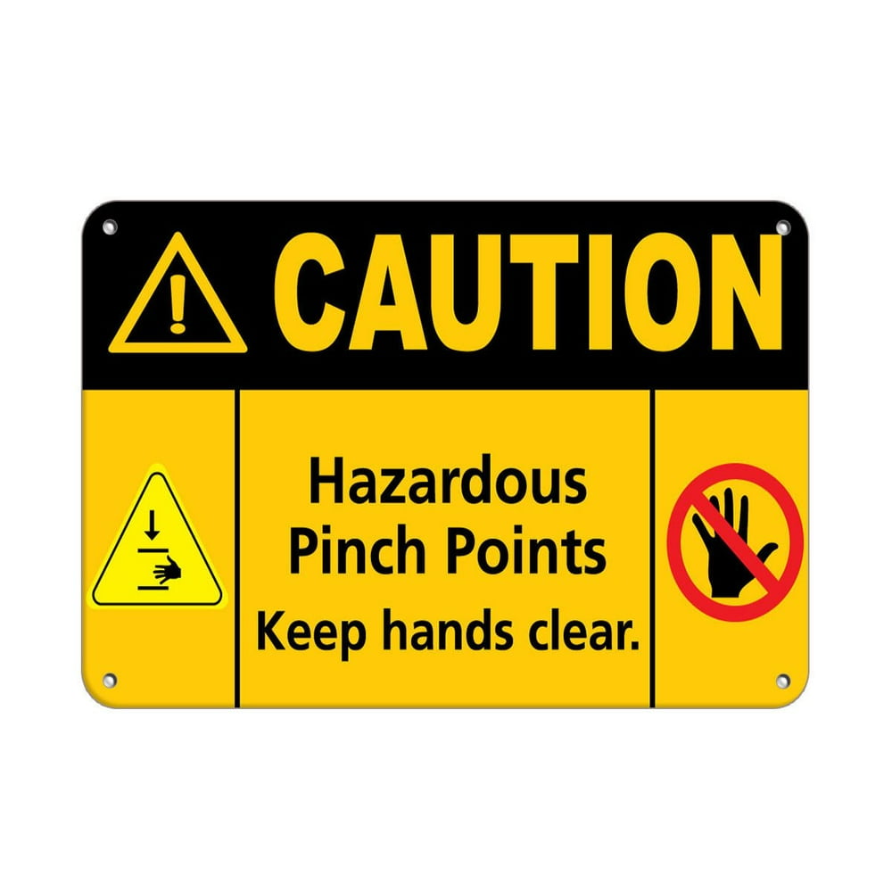 Caution Hazardous Pinch Points Keep Hands Clear. Safety Notice Signs