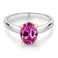 thumbnail image 2 of Gem Stone King 1.00 Ct Pink Created Sapphire 10K White and Yellow Gold Ring Ring (Size 5), 2 of 4