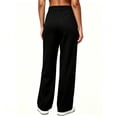 thumbnail image 4 of YUGYXL Women's High Waisted Wide Leg Dressy Pants Business Work Trousers, Flat Front Waist, Side Pockets Black Pants, 4 of 6
