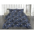 thumbnail image 2 of Ambesonne Rose Pattern Quilted Coverlet 2 Pcs, Night Jungle Flowers, Twin Size, Cobalt Blue Charcoal Grey, 2 of 4