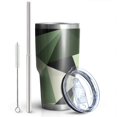 thumbnail image 2 of 30oz Green and Beige Modern Art Geometric Tumblers Stainless Steel Tumbler with Lid and Straw,Vacuum Insulated Double Wall Travel Tumbler Cups Mug with Cleaning Brush for Coffee,Tea, 2 of 7