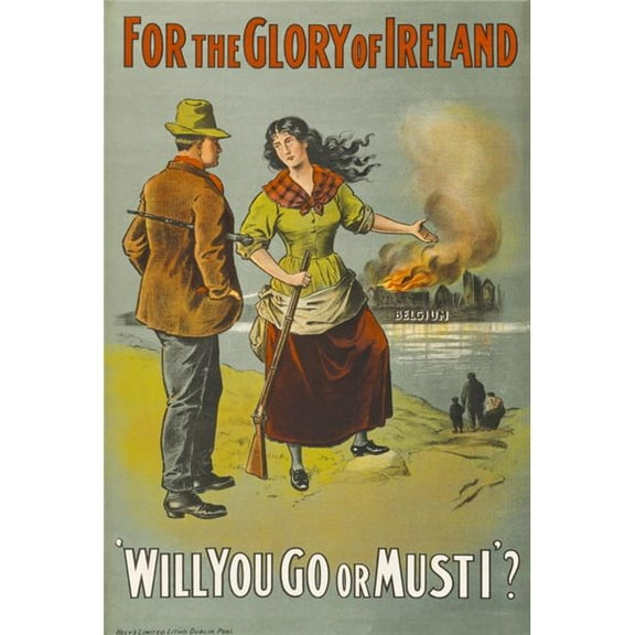 First World War Chromolithographic Recruiting Printed In Dublin & Aimed At Convincing Young Irishmen To Join The Army Poster Print - Large - 24 x 36