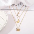thumbnail image 5 of Collar con colgante de mariposa y luna en capas, con diamantes de imitación, de oro, joyería para mujeres y adolescentes., 5 of 5