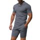 thumbnail image 1 of Mangas de Mano para Hombres Casual Sólido de Manga Corta Cuello Redondo Blusa Y Pantalones Cortos Conjunto, Traje de Dos Piezas de Poliéster de Moda para el Uso Diario de Primavera Verano, 1 of 6