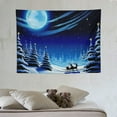 thumbnail image 4 of GOSMITH  Christmas Flying Tapestry Reindeers Pulling Santa Claus in Full Moon Night Tapestry Wall Decor Winter Snow Forest Tapestry Wall Hanging for Bedroom Living Room Dorm Home Decor,, 4 of 7