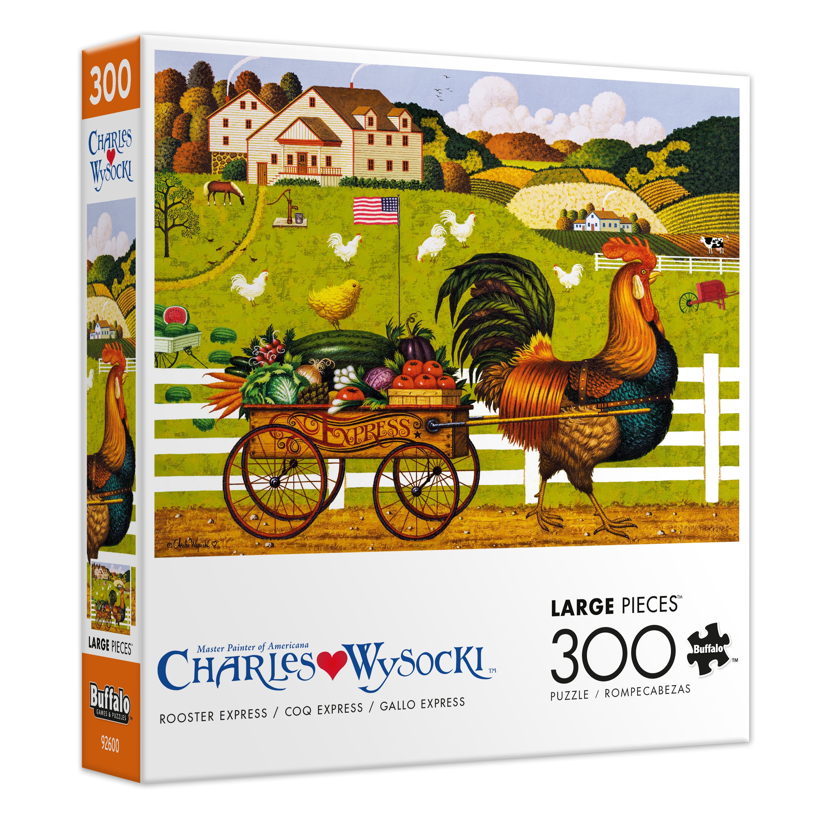 Buffalo Games Rooster Express 300-Piece Interlocking Jigsaw Puzzle for Adults Ages 14-99 Years