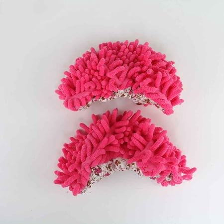 1pc Washable Slipper Chenille Fibre Shoe Cover House Floor Cleaning Shoes Dusting Cleaning Foot Shoe Cover 2pcs rose red