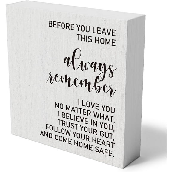 Zomyto 7x7 Inches Family Saying Wooden Box Sign Decorative Before You Leave This House Always Remember I Love You Wood Box Sign
