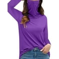 thumbnail image 3 of Blouse à Col Roulé Manches Longues Décontractée Grande Taille pour Femmes Automne Hiver Chandail Fin T-Shirt Col Montant Basique, 3 of 6
