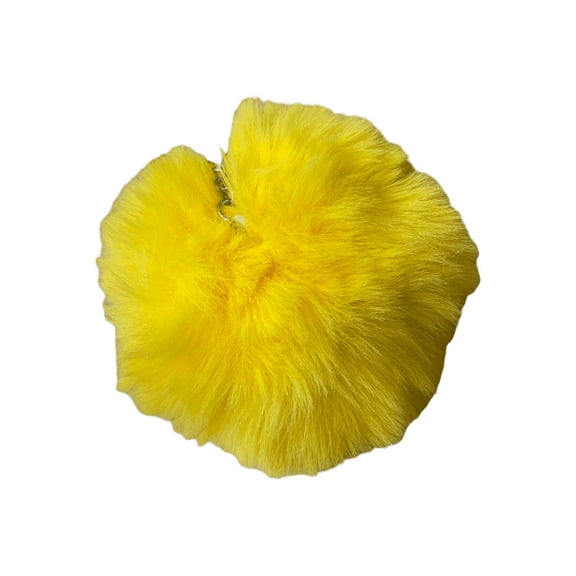 Fur Fuzzy Plush Ball Keychain Soft Furry Cute Pom Pom Key Ring Yellow Color