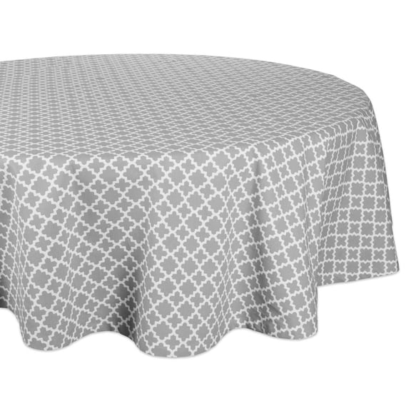 DII Gray Lattice Printed 70" Round Tablecloth