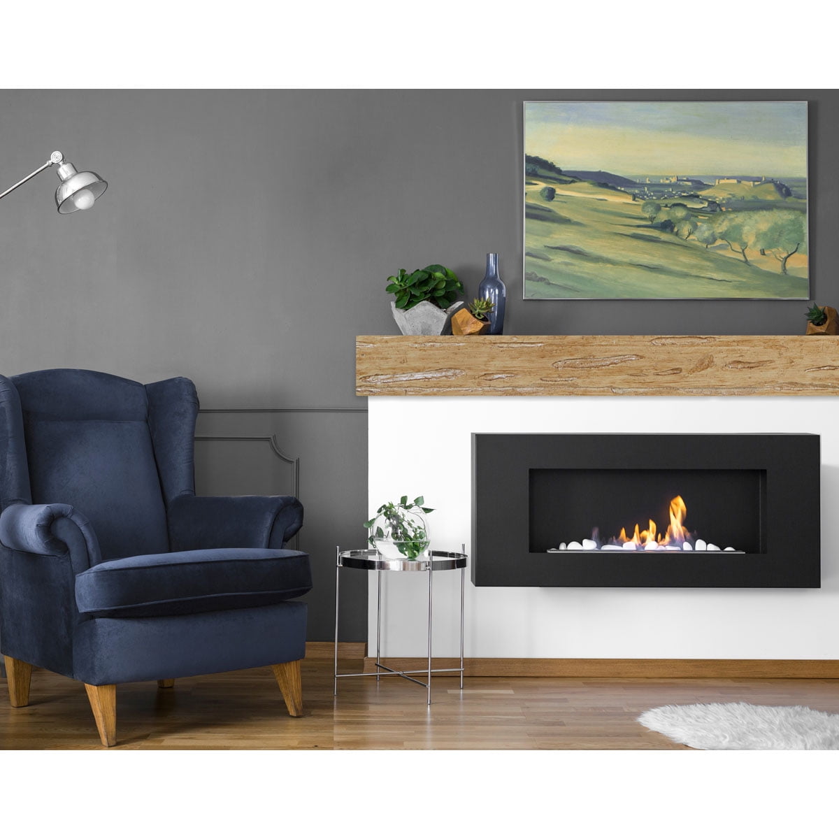 Ekena Millwork 4"H x 6"D x 36"W Pecky Cypress Faux Wood Fireplace Mantel, Aged Ash