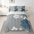 thumbnail image 2 of Manfei Retro Rustic Flowers 7-Piece Twin Bedding Sets,Vinatge Aesthetic Art Bedding Comforter Set,Deepblue Gray Sheet Sets For Men Women,Microfiber Bedroom Decor Reversible, 2 of 8