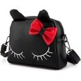 thumbnail image 1 of Kids Wallets Girls Cat Wallet for Toddler Children Crossbody Bags (Noir, 1 of 3