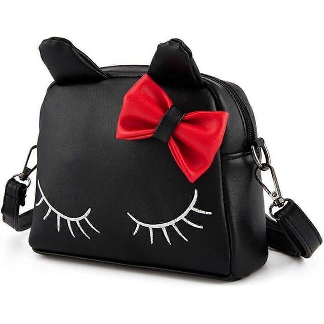 Kids Wallets Girls Cat Wallet for Toddler Children Crossbody Bags (Noir
